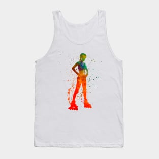 Woman in roller skates in watercolor Tank Top